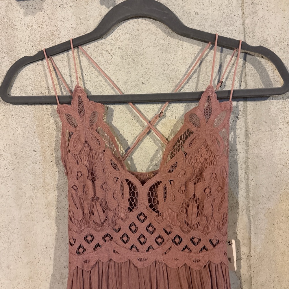 Free People Adele Lace-Detail Maxi Dress in Blush Pink - Picture 5 of 6